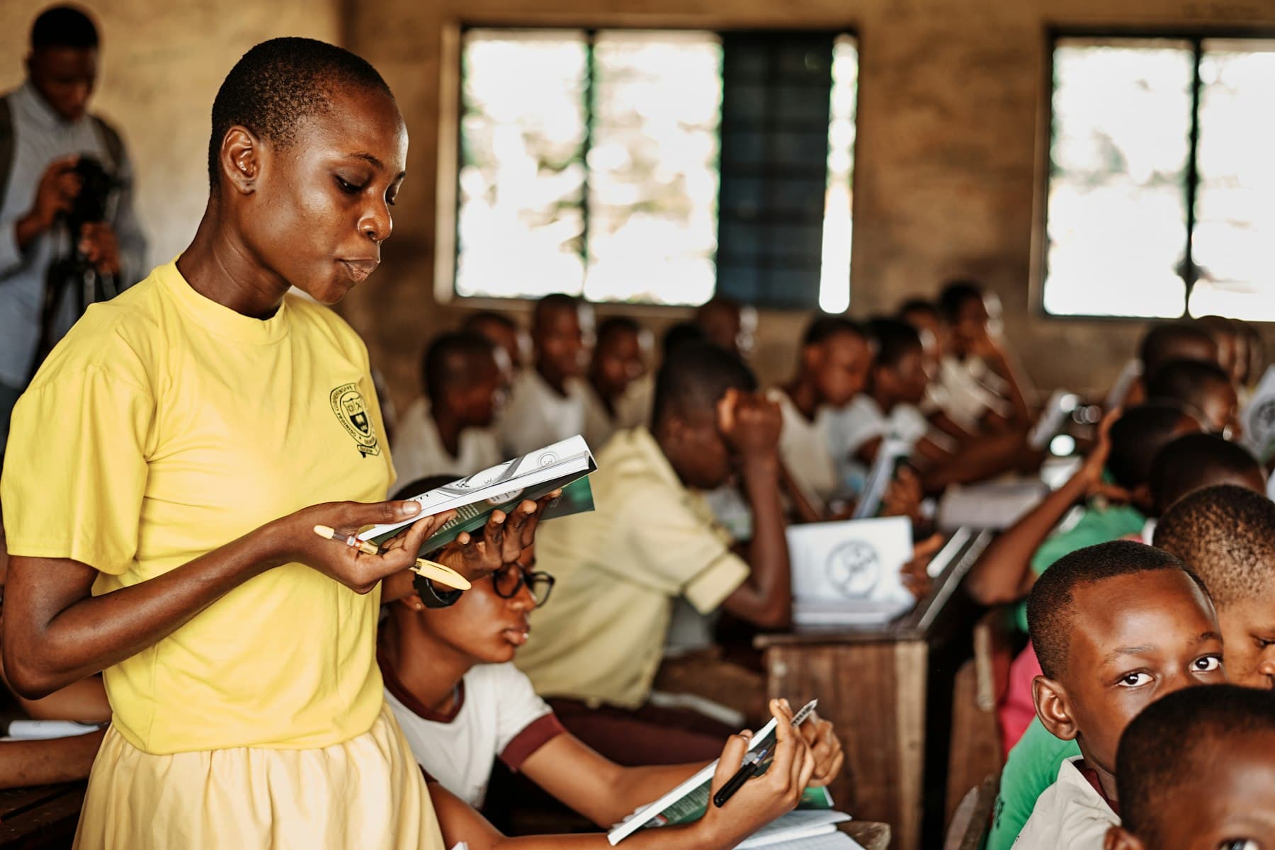 African students in a school classroom